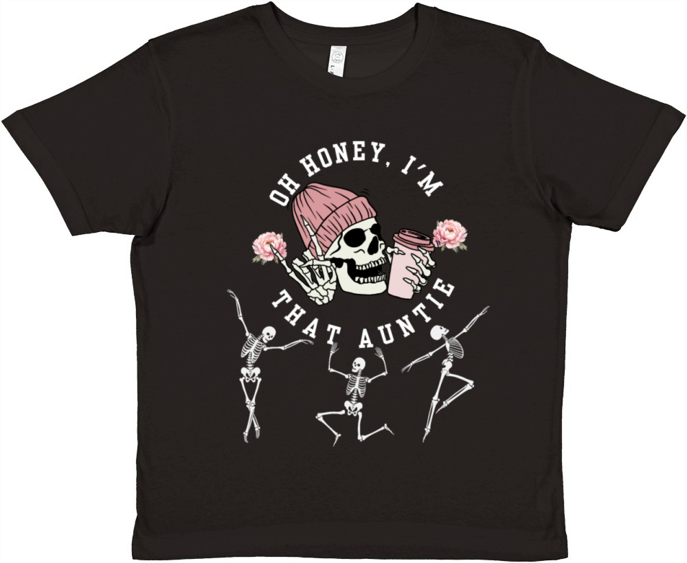 Oh Honey Im That Auntie Aunt Dancing Skeleton Hal Premium Kids Crewneck T-shirt
