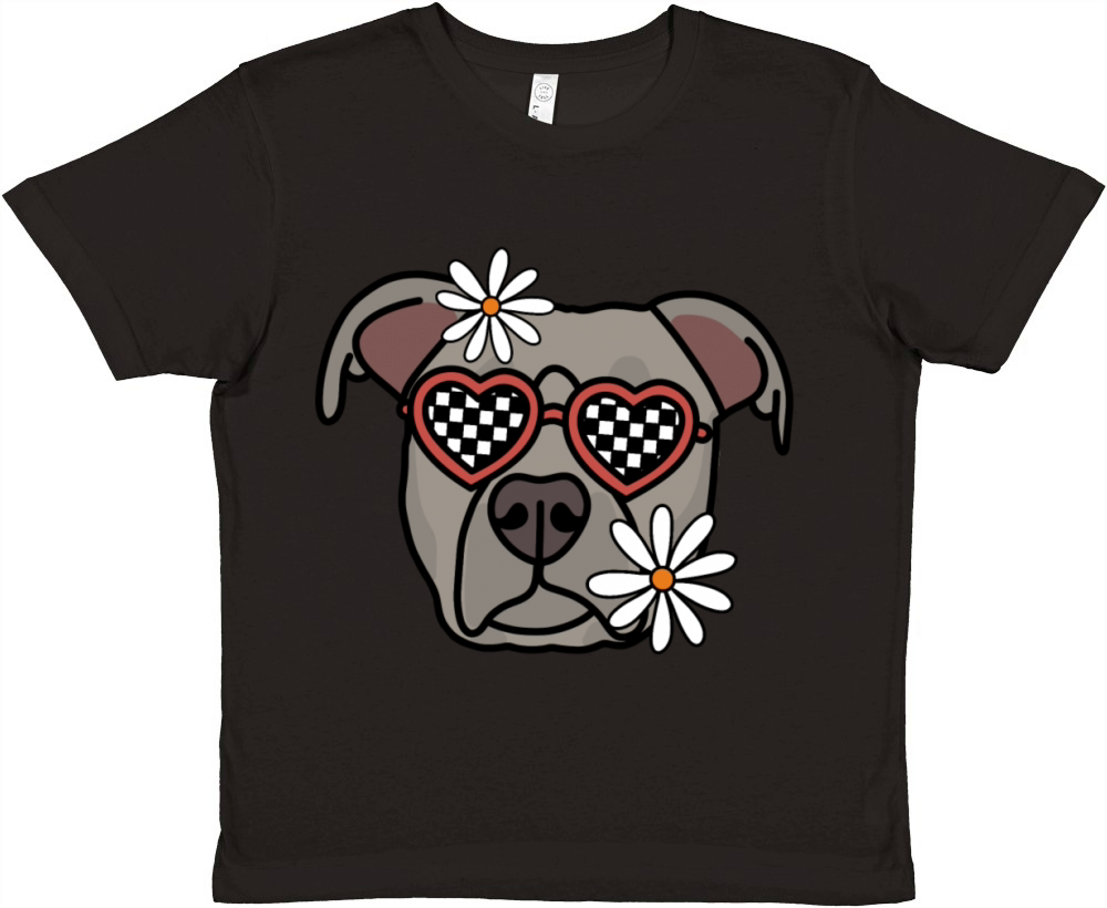 Pitbull Grey Retro Dog Premium Kids Crewneck T-shirt