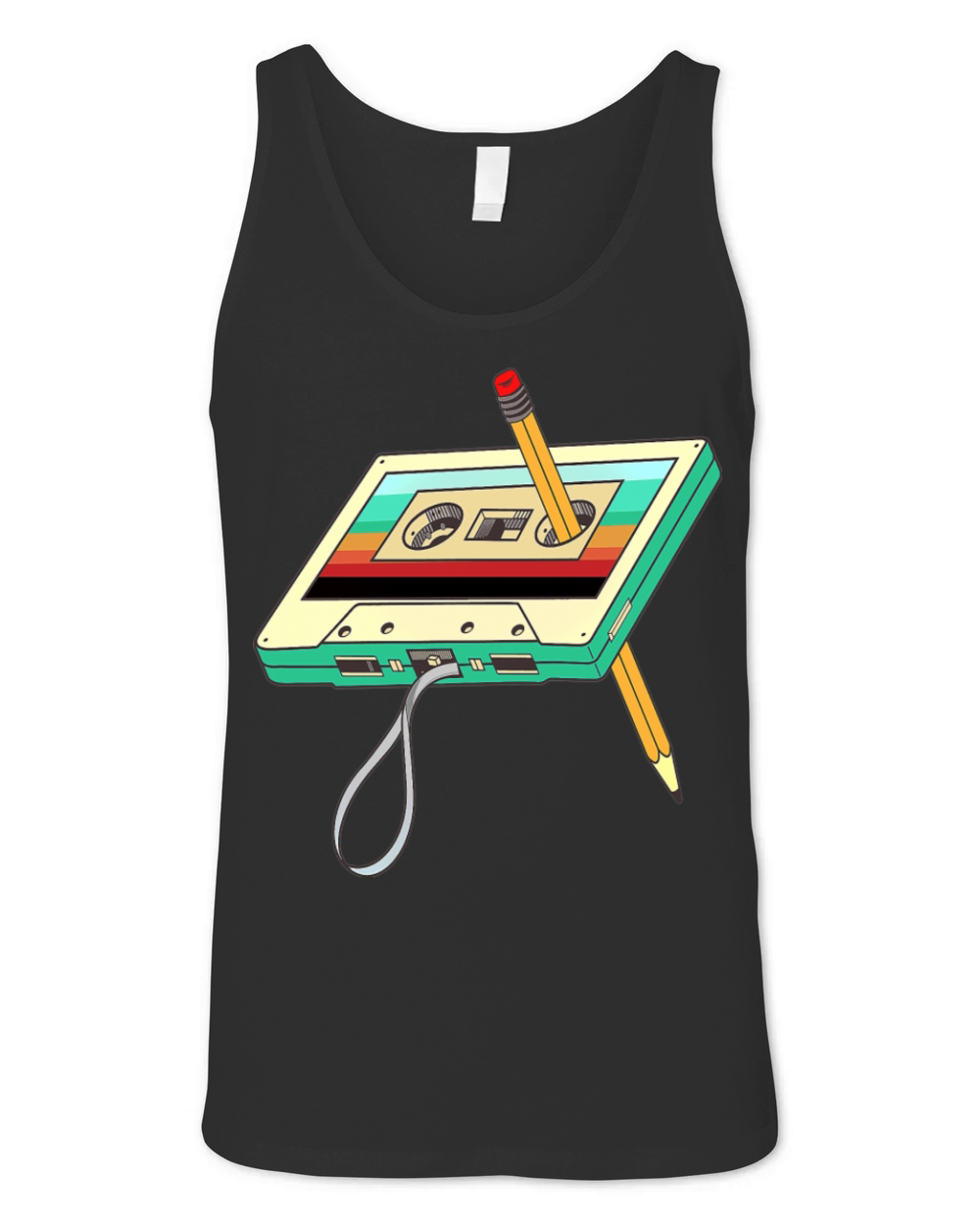 Cassette Tape Pencil 1980s Retro Vintage Unisex Jersey Tank