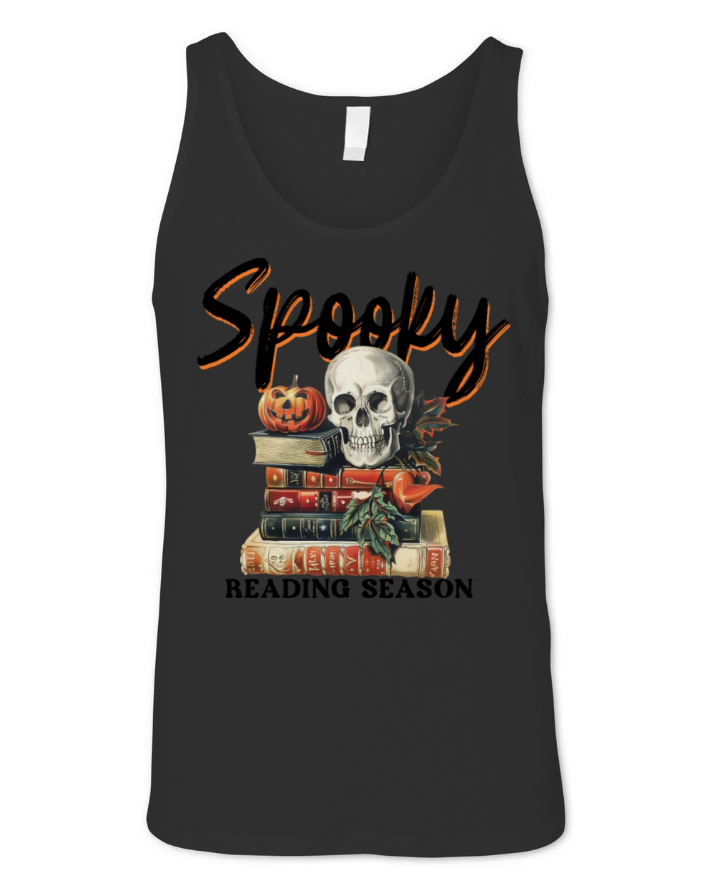 Spooky Reading Season - Vintage Halloween - Skull Unisex Jersey Tank