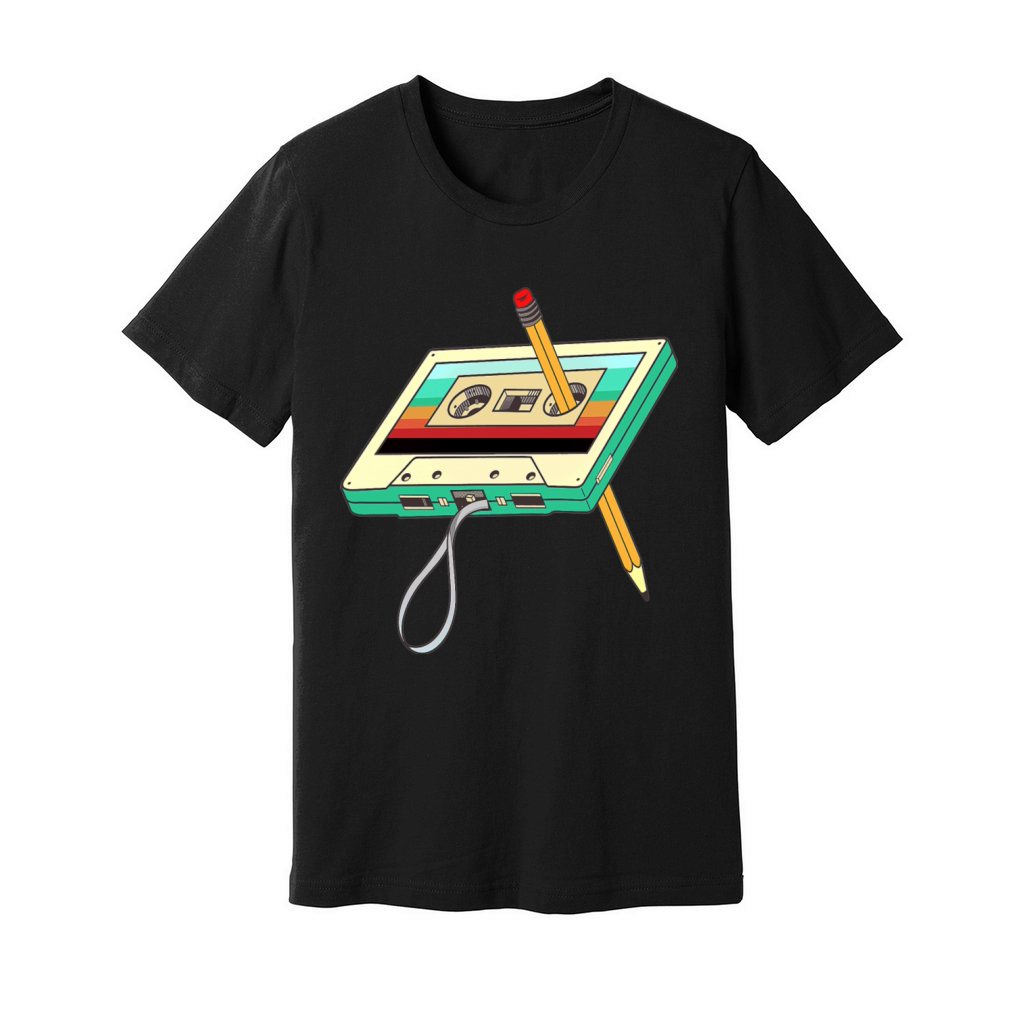 Cassette Tape Pencil 1980s Retro Vintage Unisex Jersey Tee