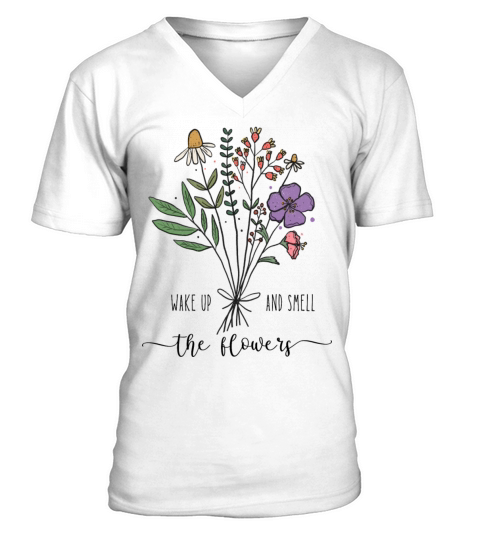 Retro Vintage Wildflowers Motivational Quote V-Neck T-shirt