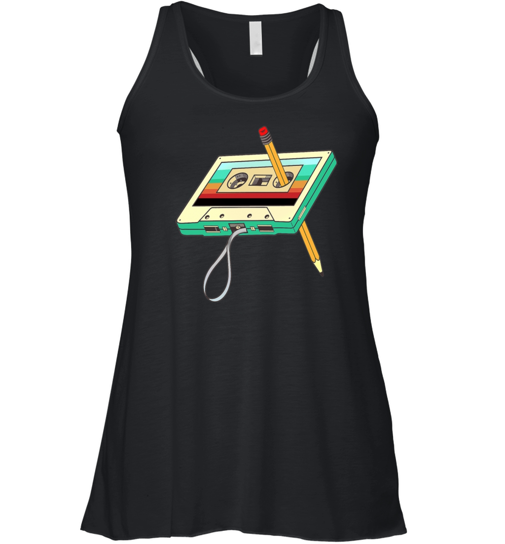 Cassette Tape Pencil 1980s Retro Vintage Women's Flowy Tank Top