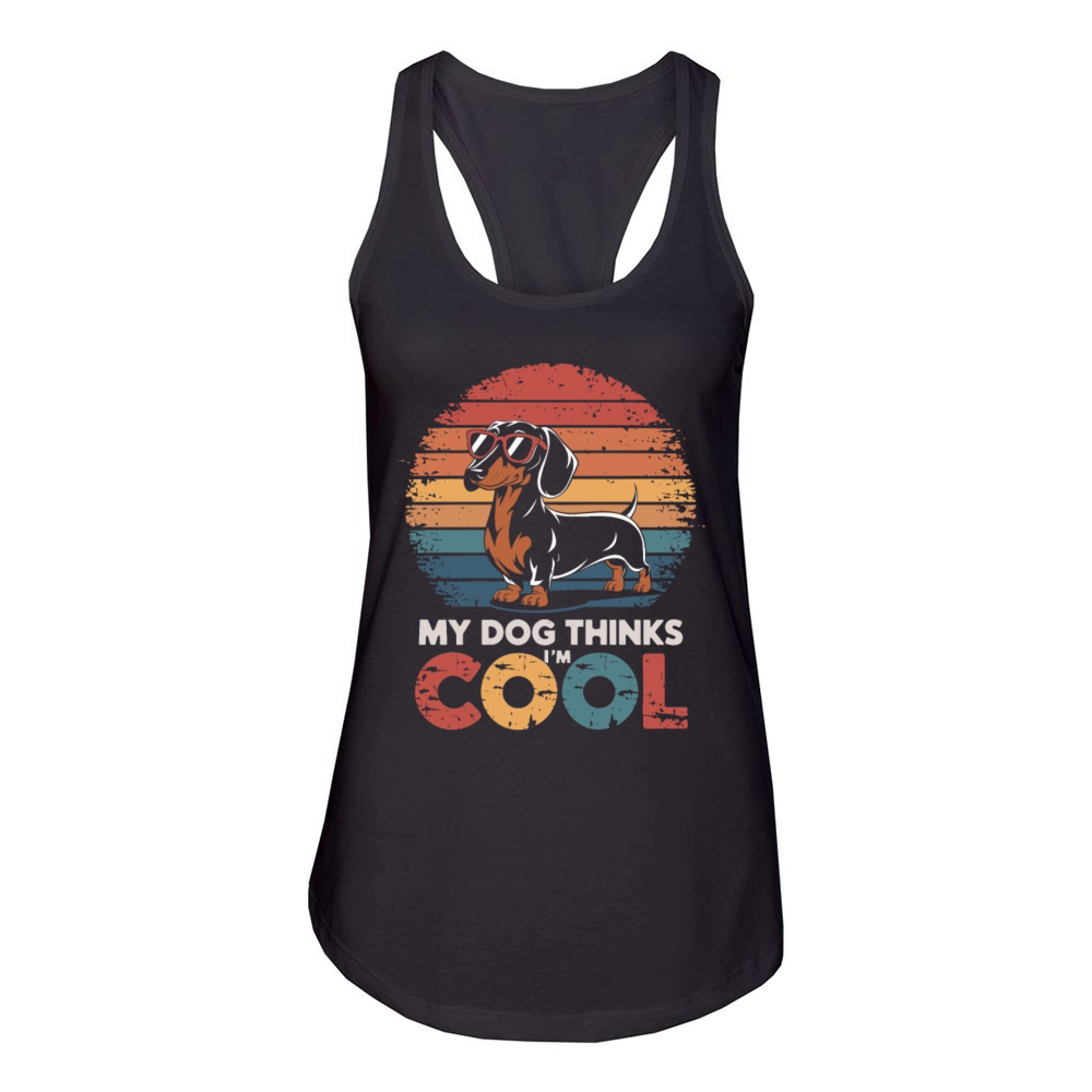 Dachshund My Dog Thinks Im Cool Women's Racerback Tank