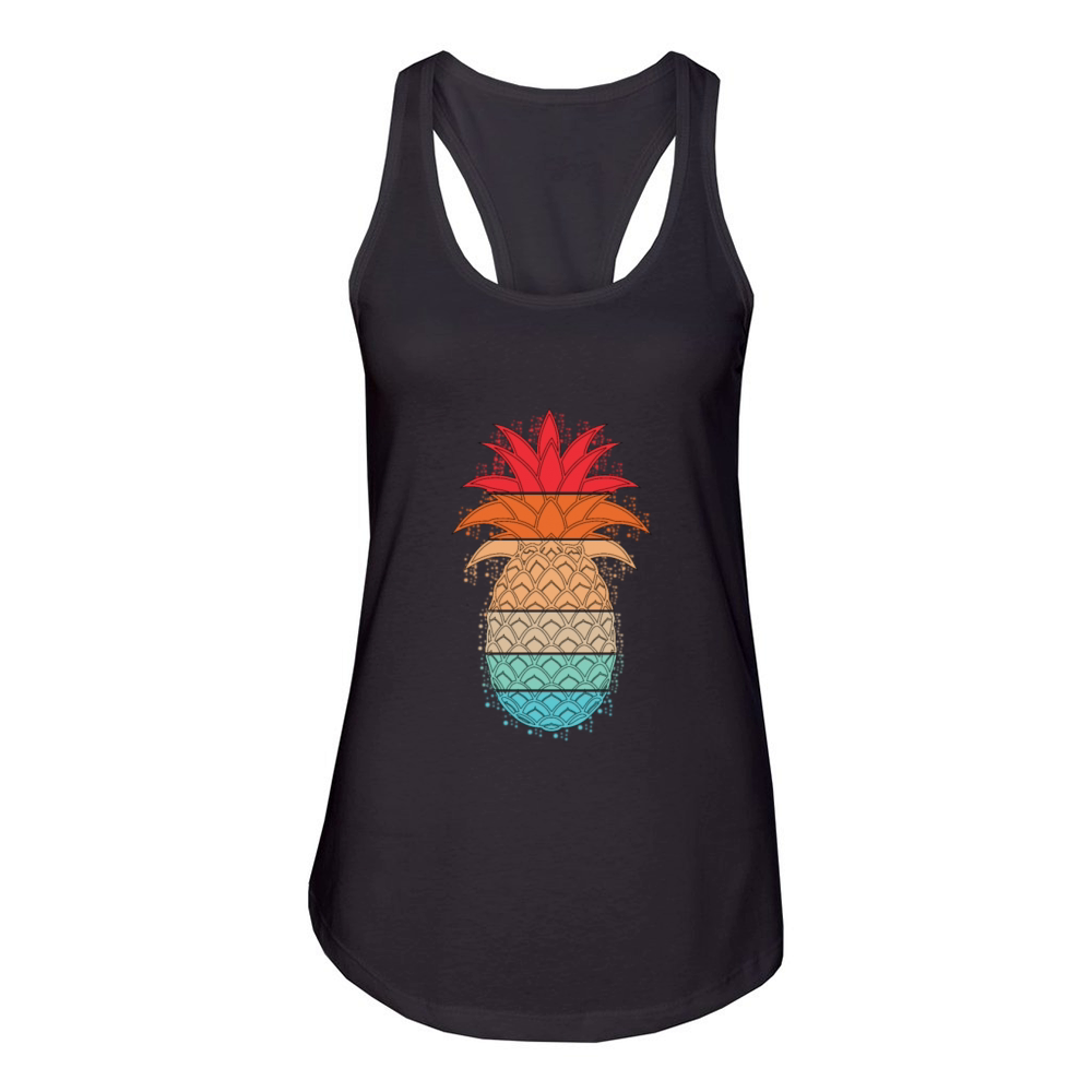 Tropical Hawaiian Pineapple Aloha Retro Vintage Women's Racerback Tank