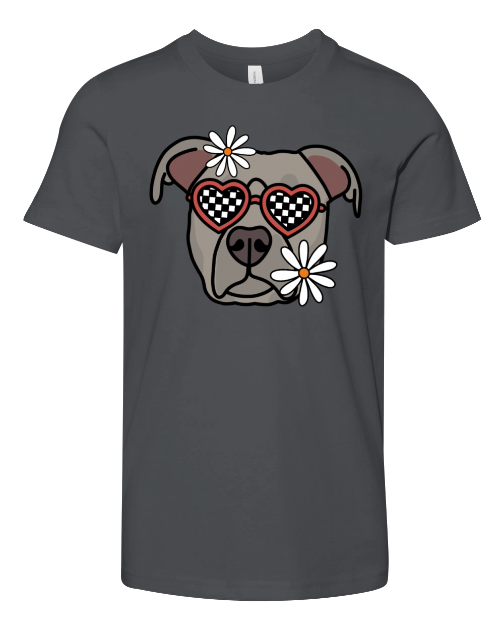 Pitbull Grey Retro Dog Youth Unisex Jersey Tee