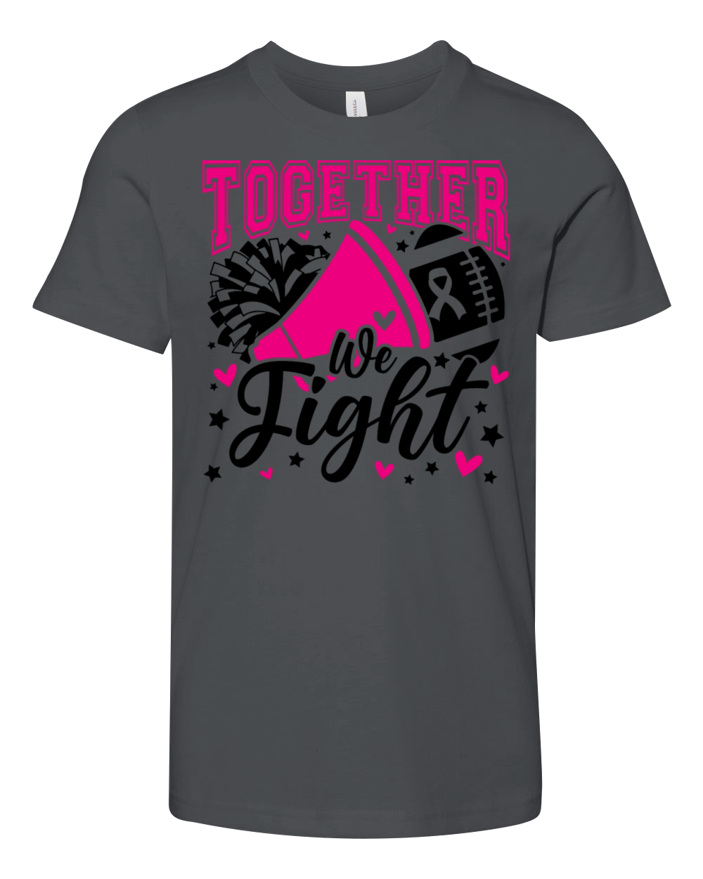 Together We Fight Ribbon Breast Cancer Awareness Youth Unisex Jersey Tee