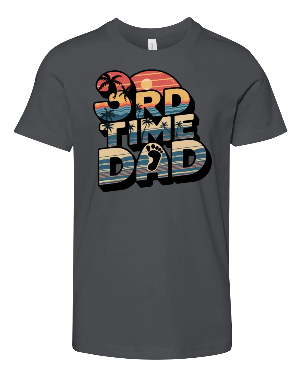 Vintage Retro Sunset 3rd Third Time Dad est 2024 Youth Unisex Jersey Tee
