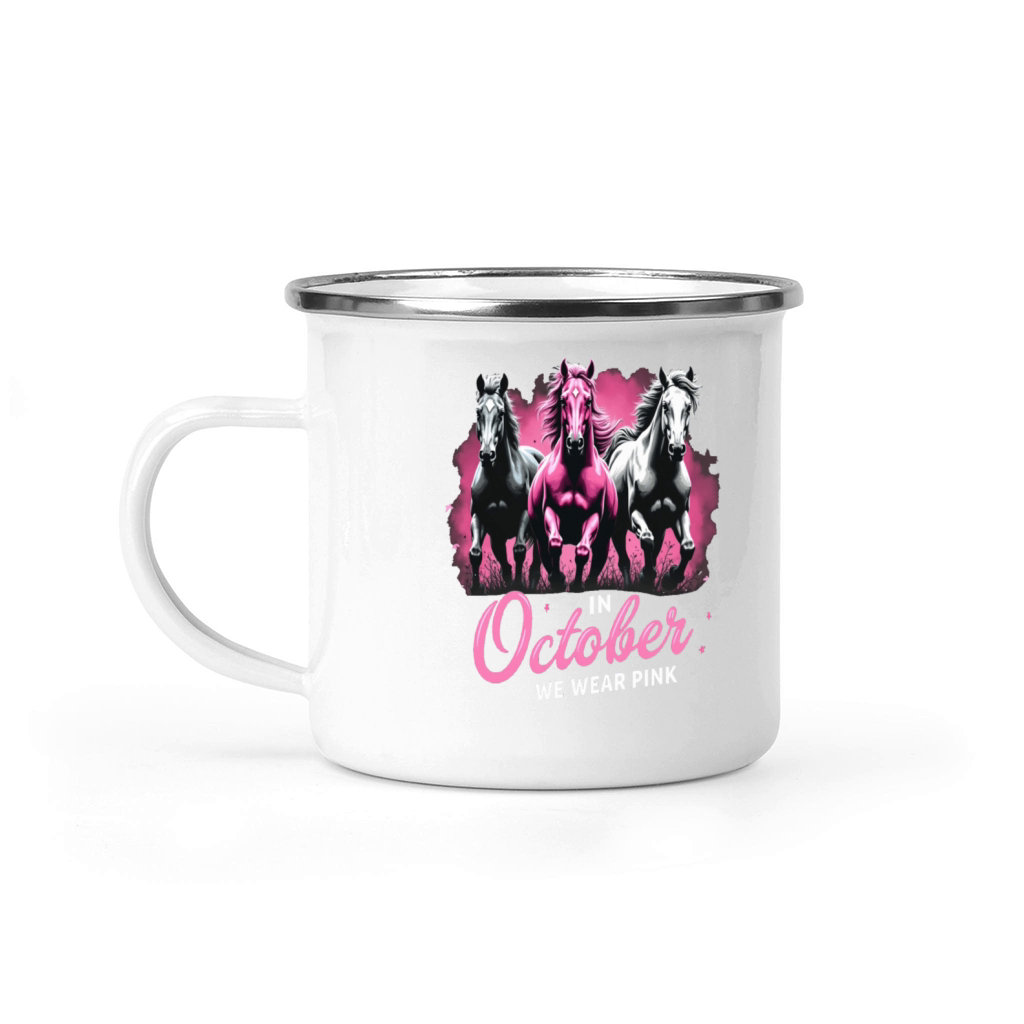 Horses for October Breast Cancer Camping Mug
