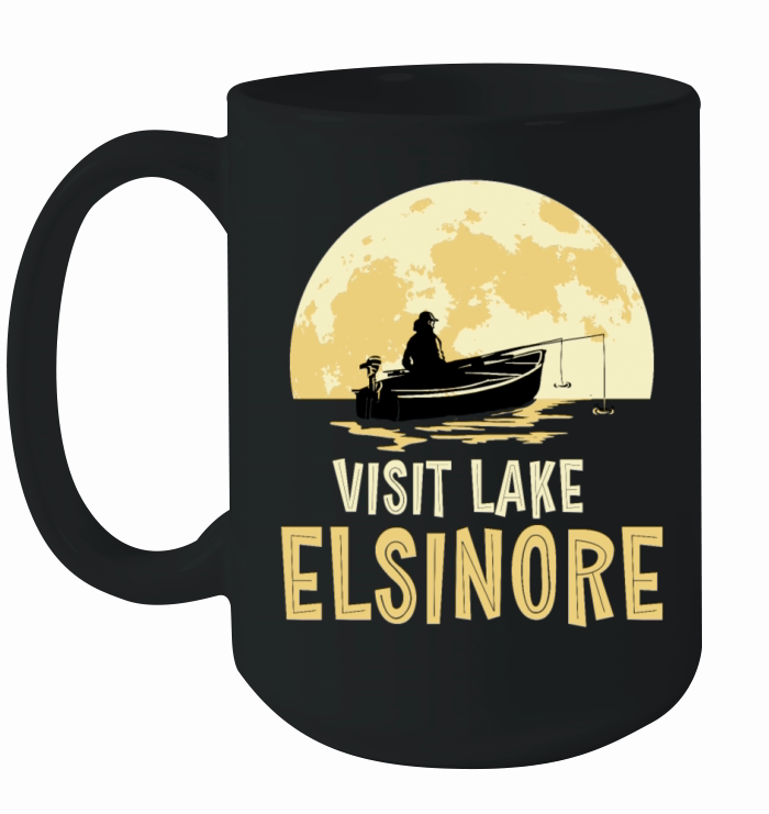 California VISIT LAKE ELSINORE Fishing Fisherman Ceramic Mug