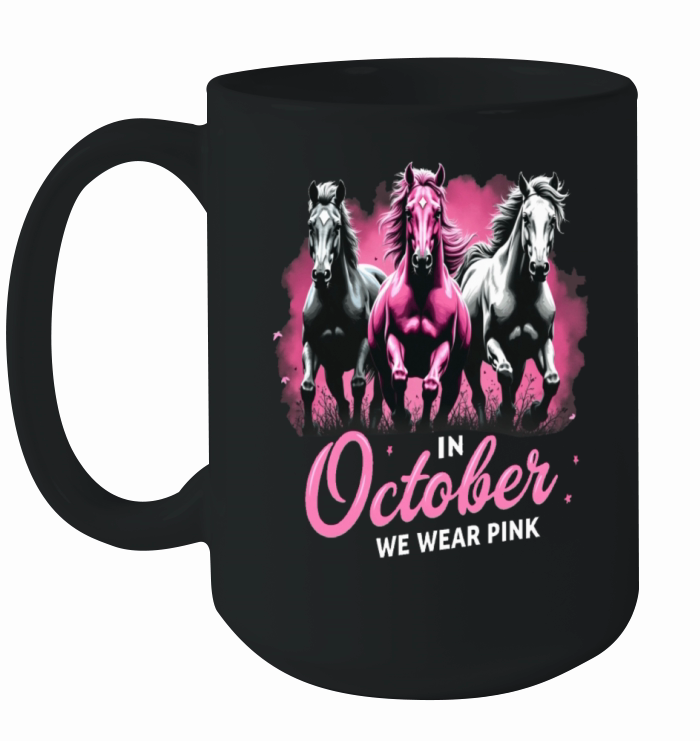 Horses for October Breast Cancer Ceramic Mug