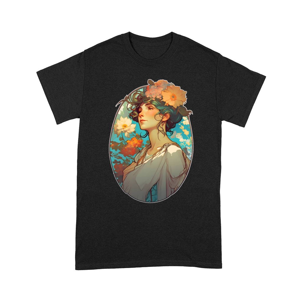 Floral woman Art Nouveau portrait Comfort T-shirt