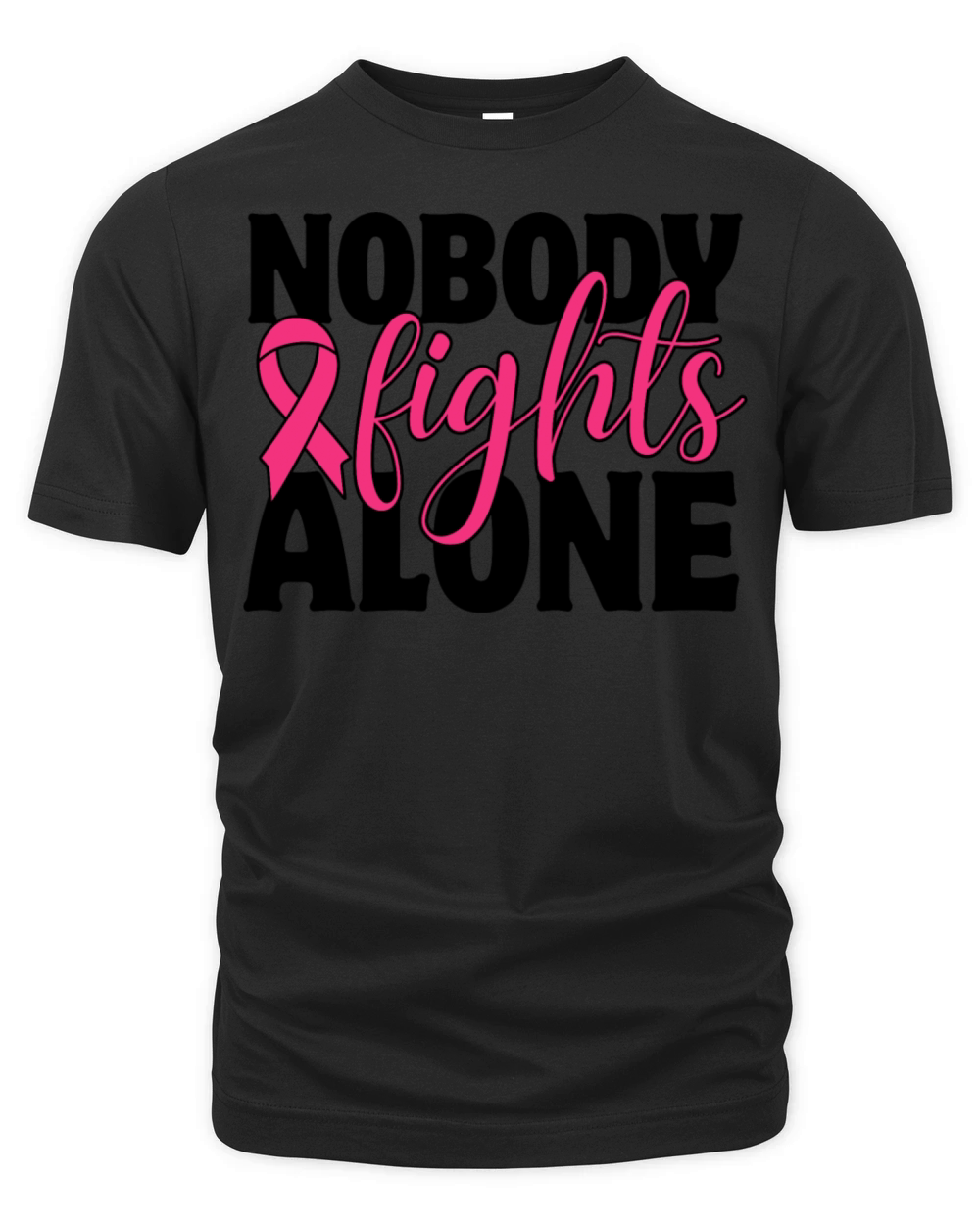 Nobody Fights Alone Breast Cancer Support Organic Unisex T-shirt