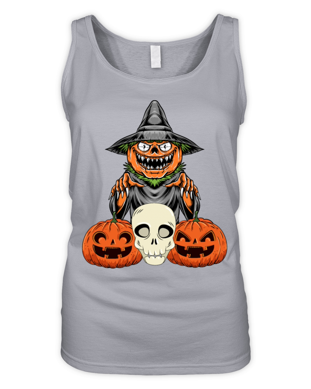 Pumpkin with Witch Hat Halloween T-Shirt Organic Women's Tank Top