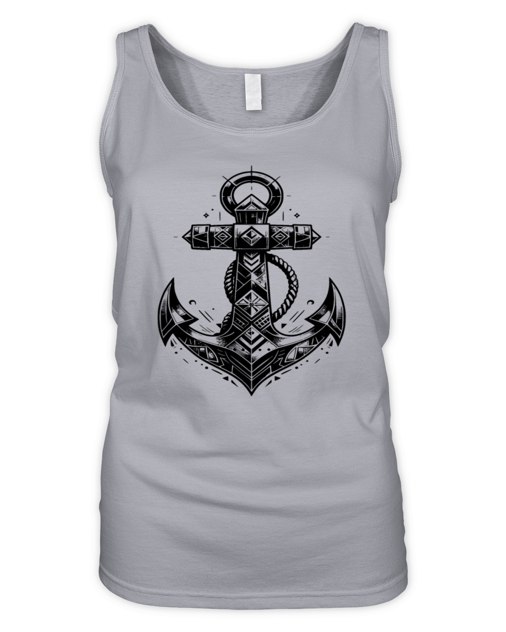 Unusual Anchor Elegant Tattoo Sketch Style Organic Women's Tank Top