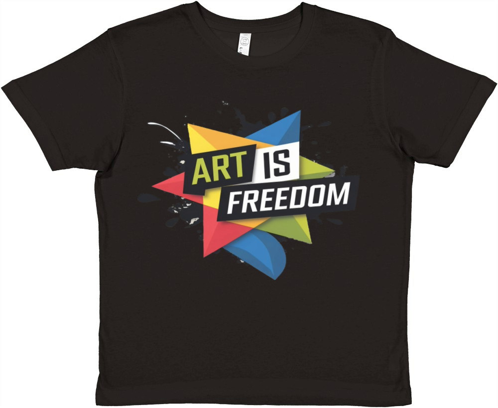 Bold "Art is Freedom" Creative Expression Design Premium Kids Crewneck T-shirt