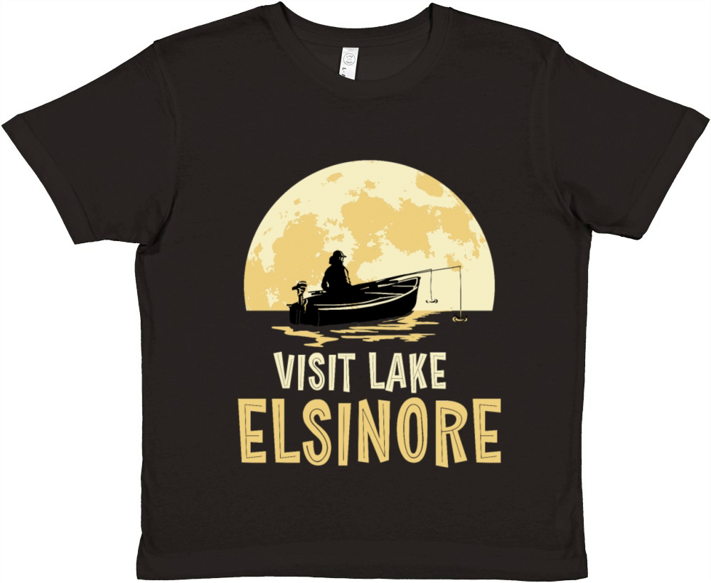 California VISIT LAKE ELSINORE Fishing Fisherman Premium Kids Crewneck T-shirt