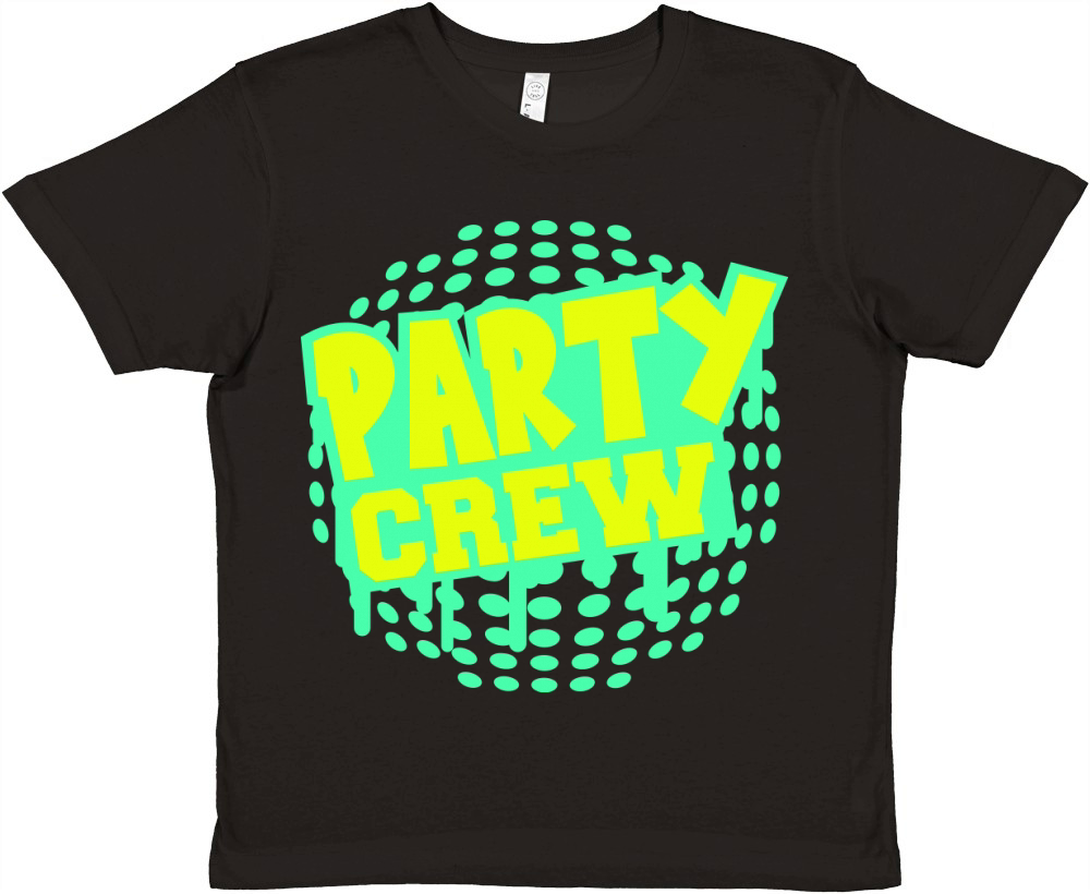Party Crew Team Fun Friends Group Member Text Logo Premium Kids Crewneck T-shirt