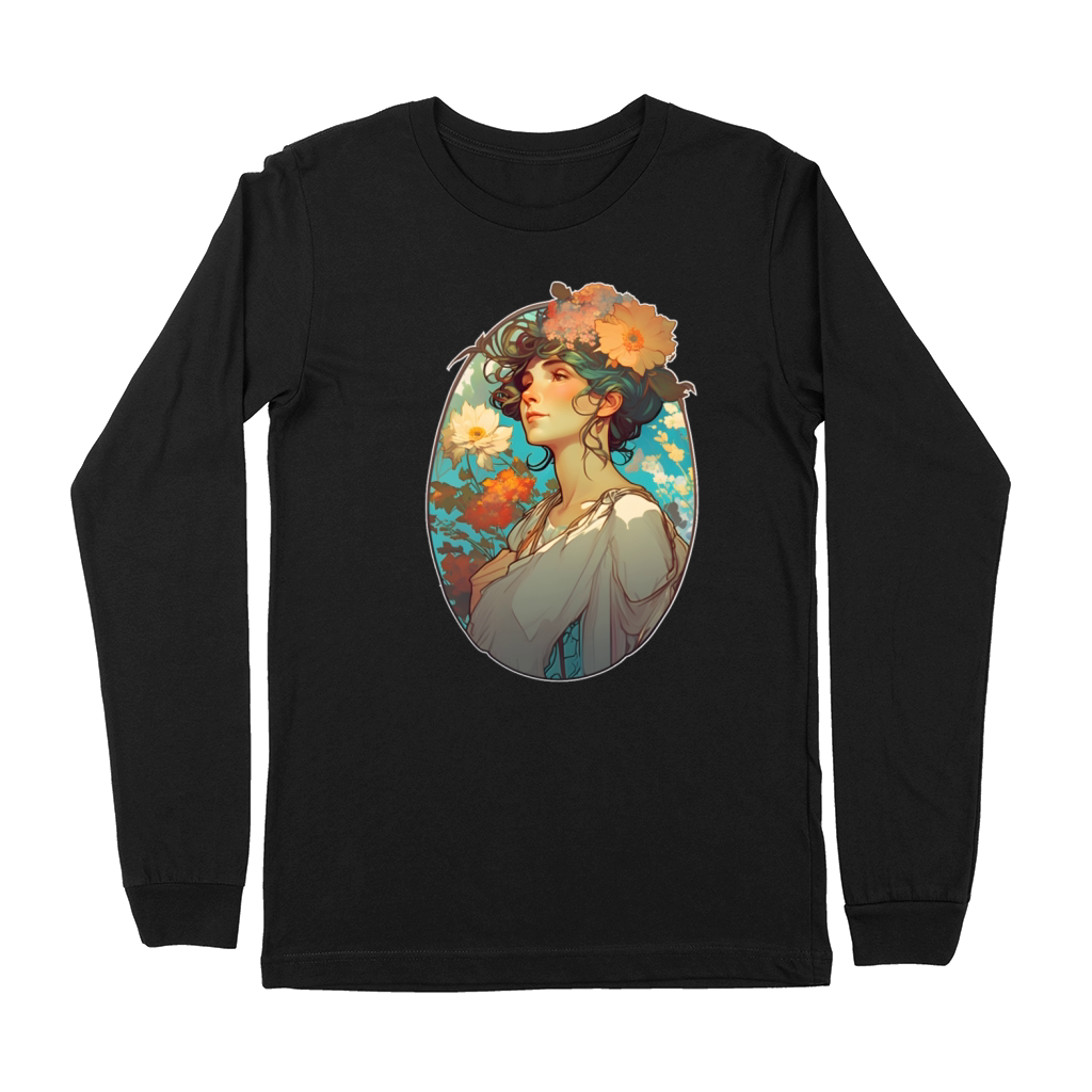 Floral woman Art Nouveau portrait Premium Long Sleeve