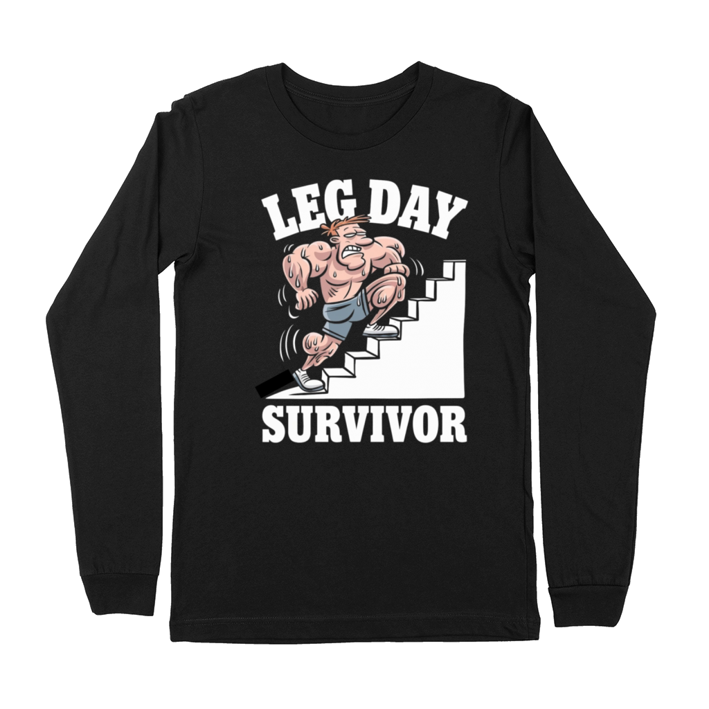Leg Day Survivor - Funny Gym Shirt Premium Long Sleeve