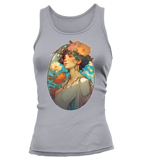 Floral woman Art Nouveau portrait Tank top Woman