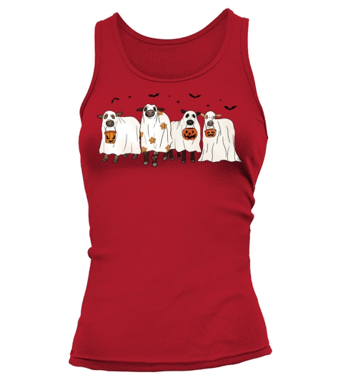 Funny Cute Ghost Cow Spooky Pumpkin Retro Hallowee Tank top Woman