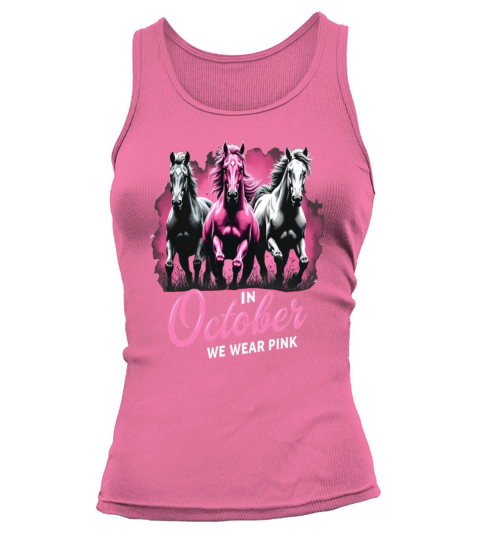 Horses for October Breast Cancer Tank top Woman