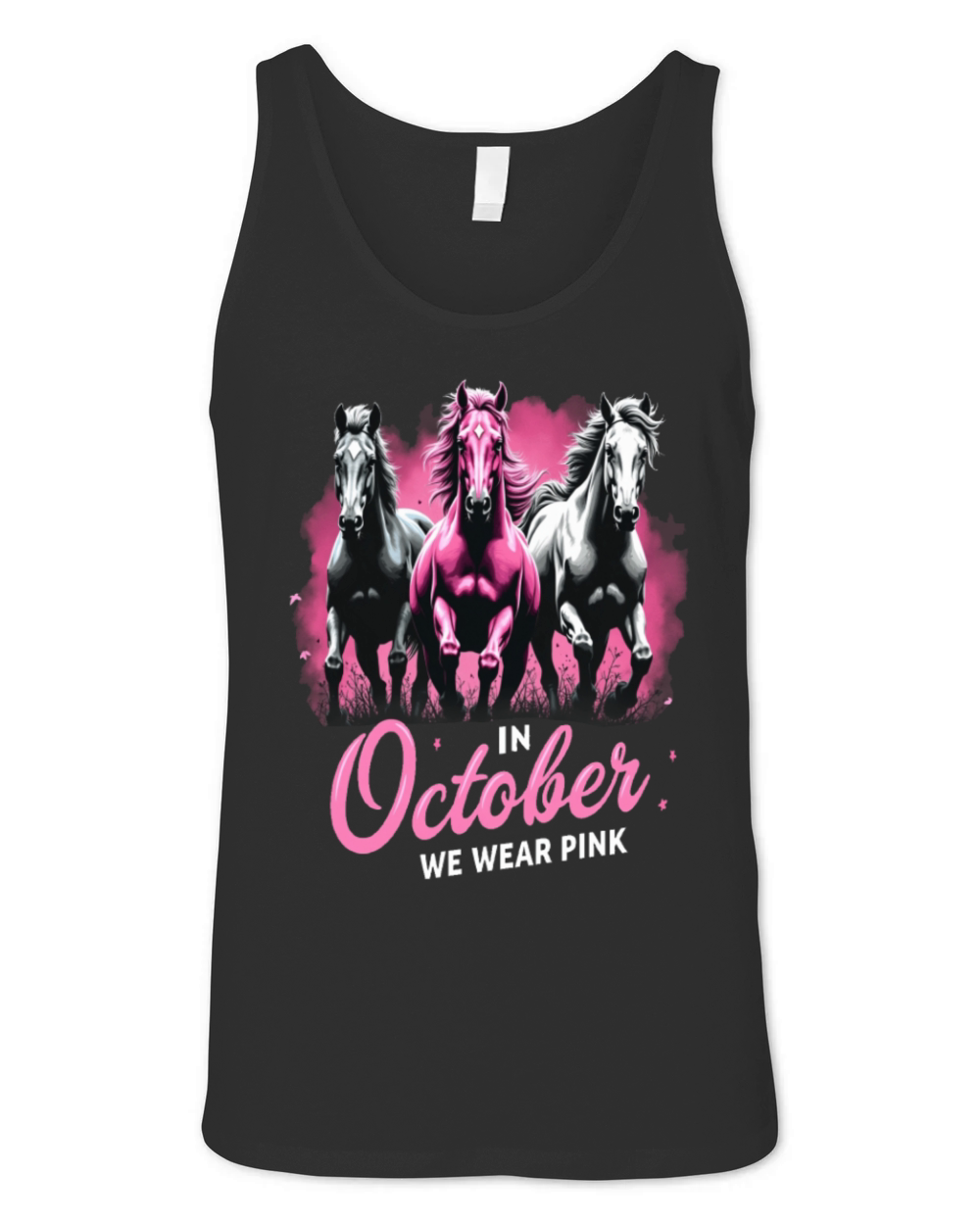 Horses for October Breast Cancer Unisex Jersey Tank
