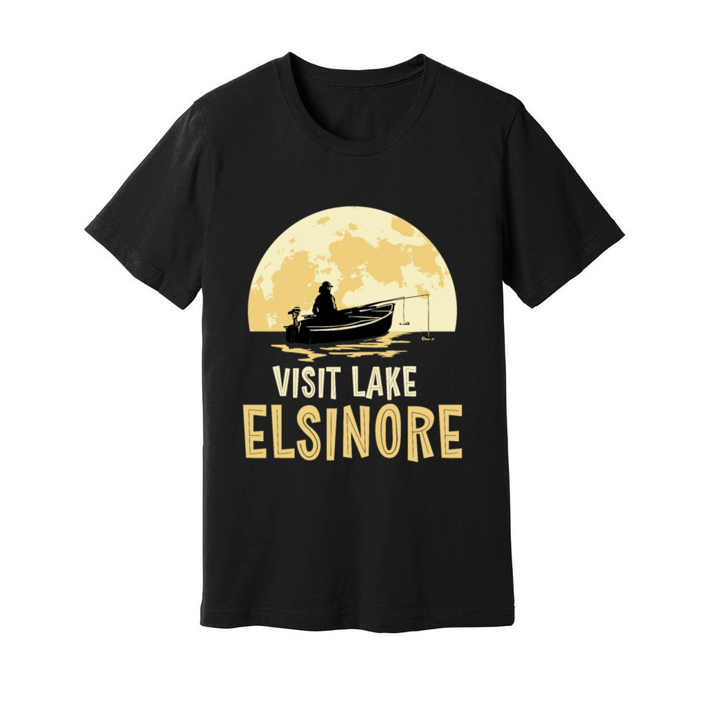 California VISIT LAKE ELSINORE Fishing Fisherman Unisex Jersey Tee