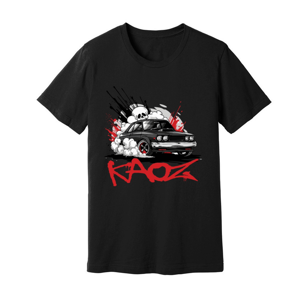 Retro Muscle Sports Car with JDM Pirate Skull Unisex Jersey Tee