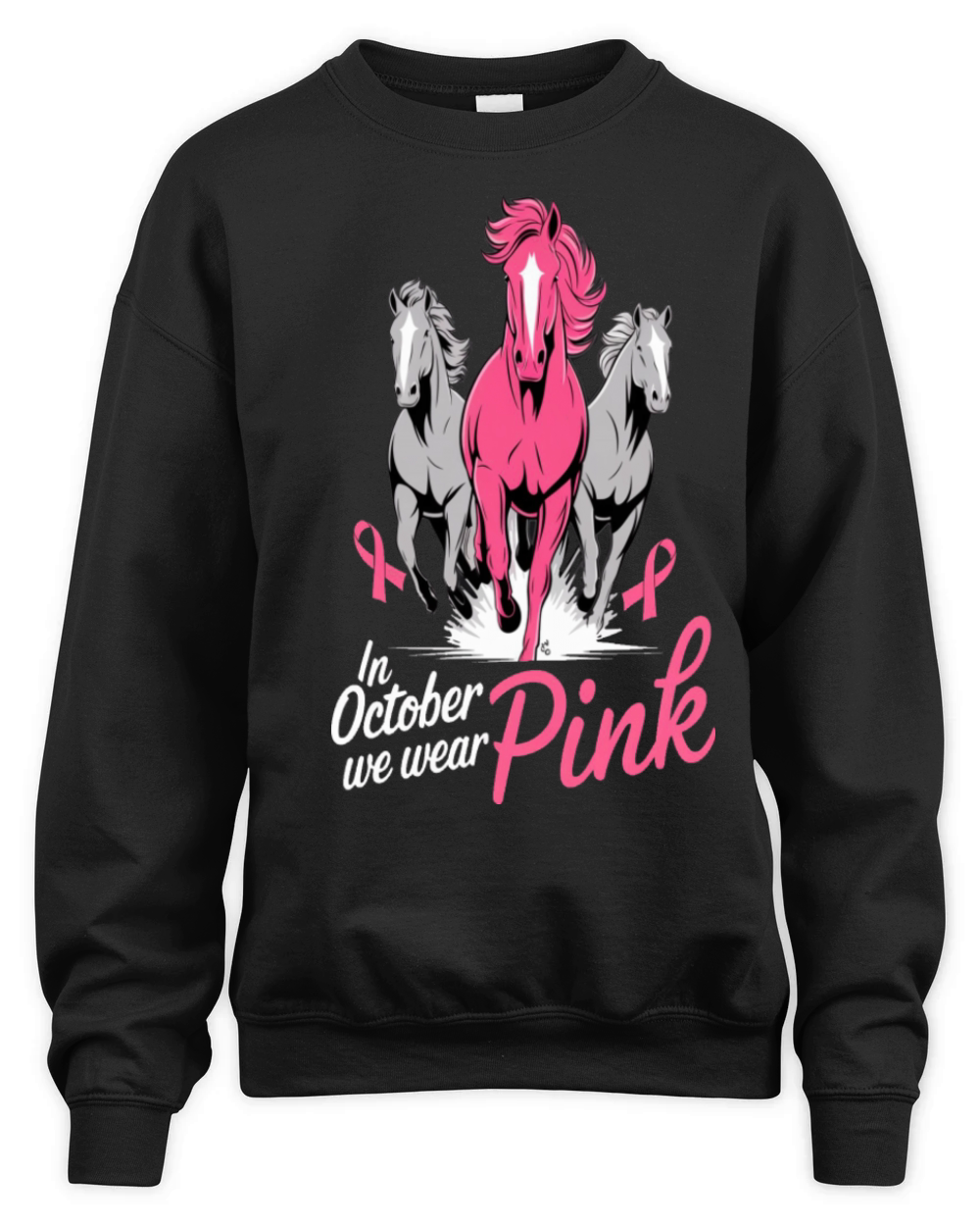In October We Wear Pink Horses Unisex Premium Crewneck Sweatshirt