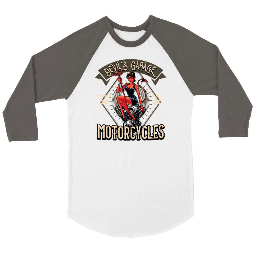 Devils Garage Motorcycles Unisex ¾ sleeve Raglan T-shirt