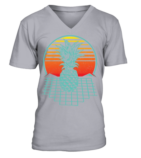 Pineapple Fruit Retro Vintage 80s Style Gift 01 V-Neck T-shirt