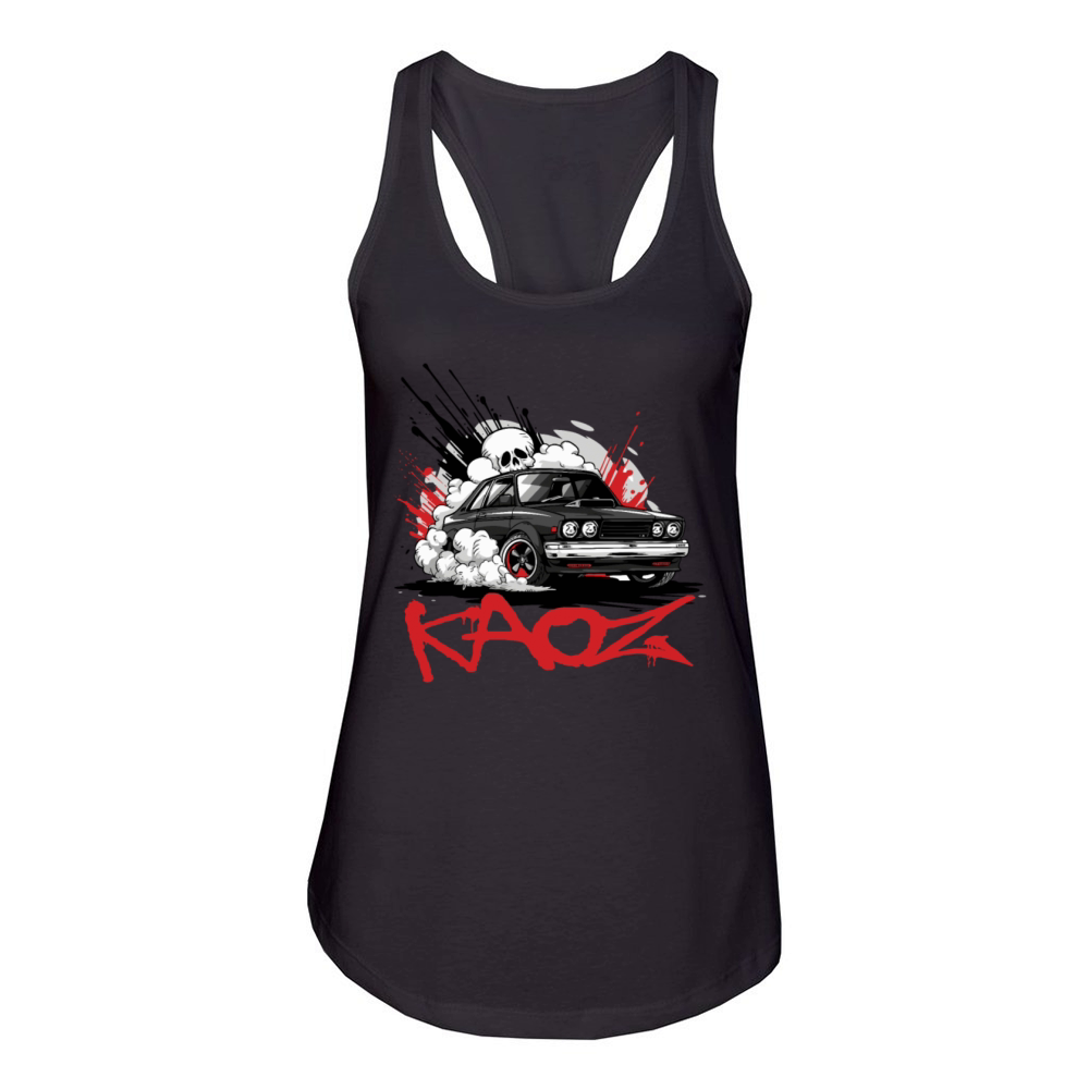 Retro Muscle Sports Car with JDM Pirate Skull Women's Racerback Tank