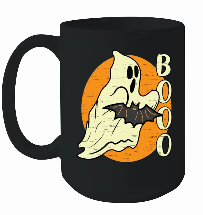 Boo Ghost Bat Retro Vintage Groovy Halloween Ceramic Mug