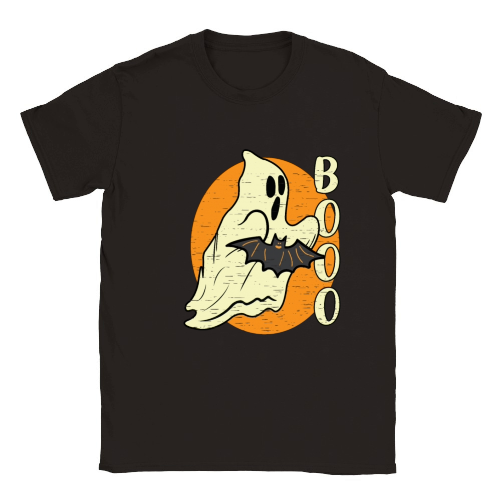 Boo Ghost Bat Retro Vintage Groovy Halloween Classic Kids Crewneck T-shirt