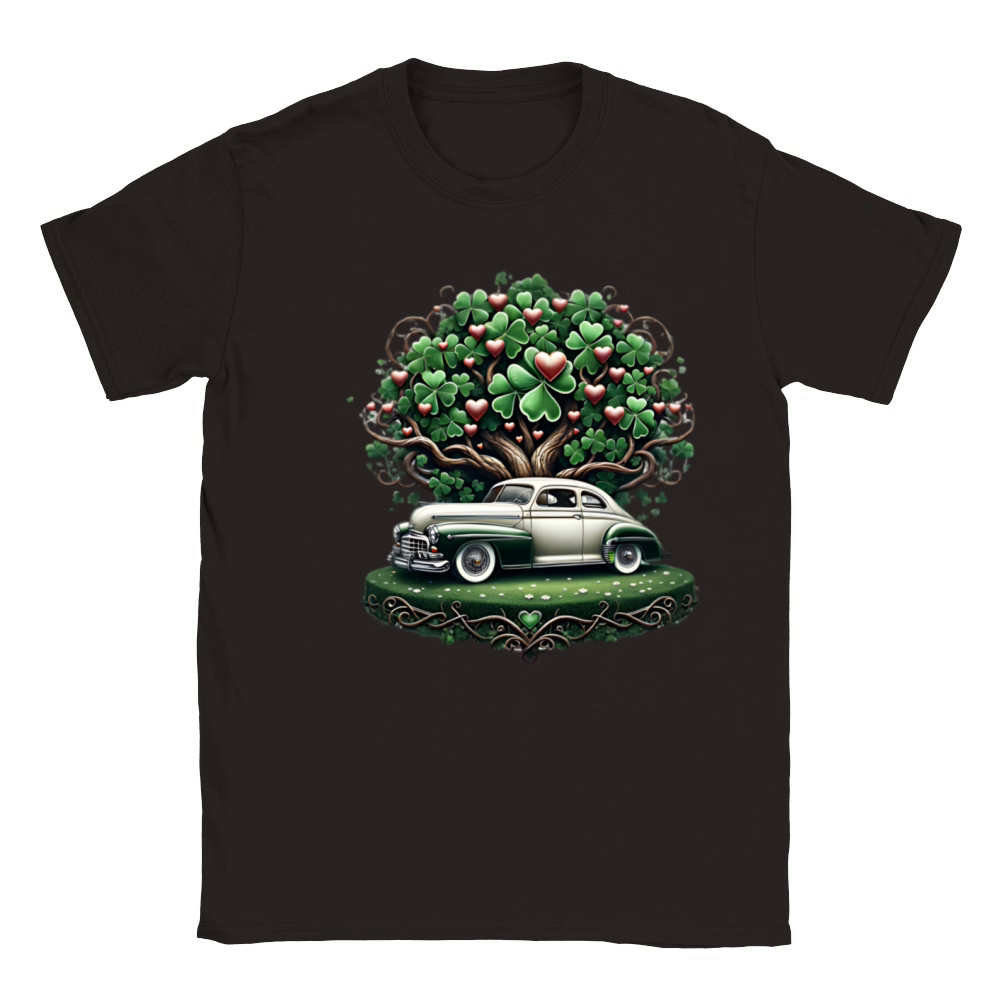 Clover with Vintage Car Vintage Love Classic Kids Crewneck T-shirt