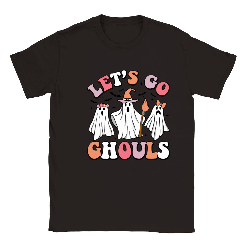 Lets Go Ghouls Spooky Season Vintage Halloween Classic Kids Crewneck T-shirt