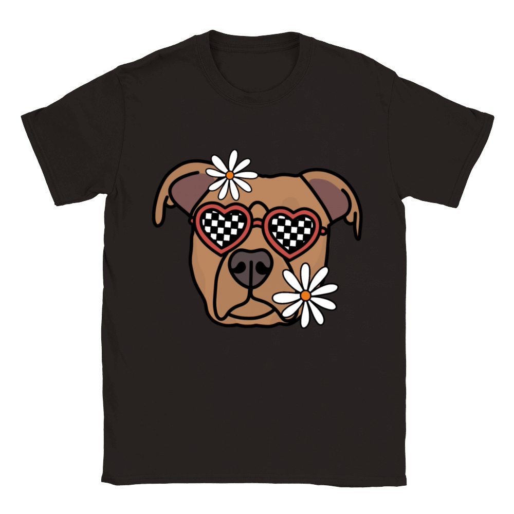 Pitbull Brown Retro Dog Classic Kids Crewneck T-shirt