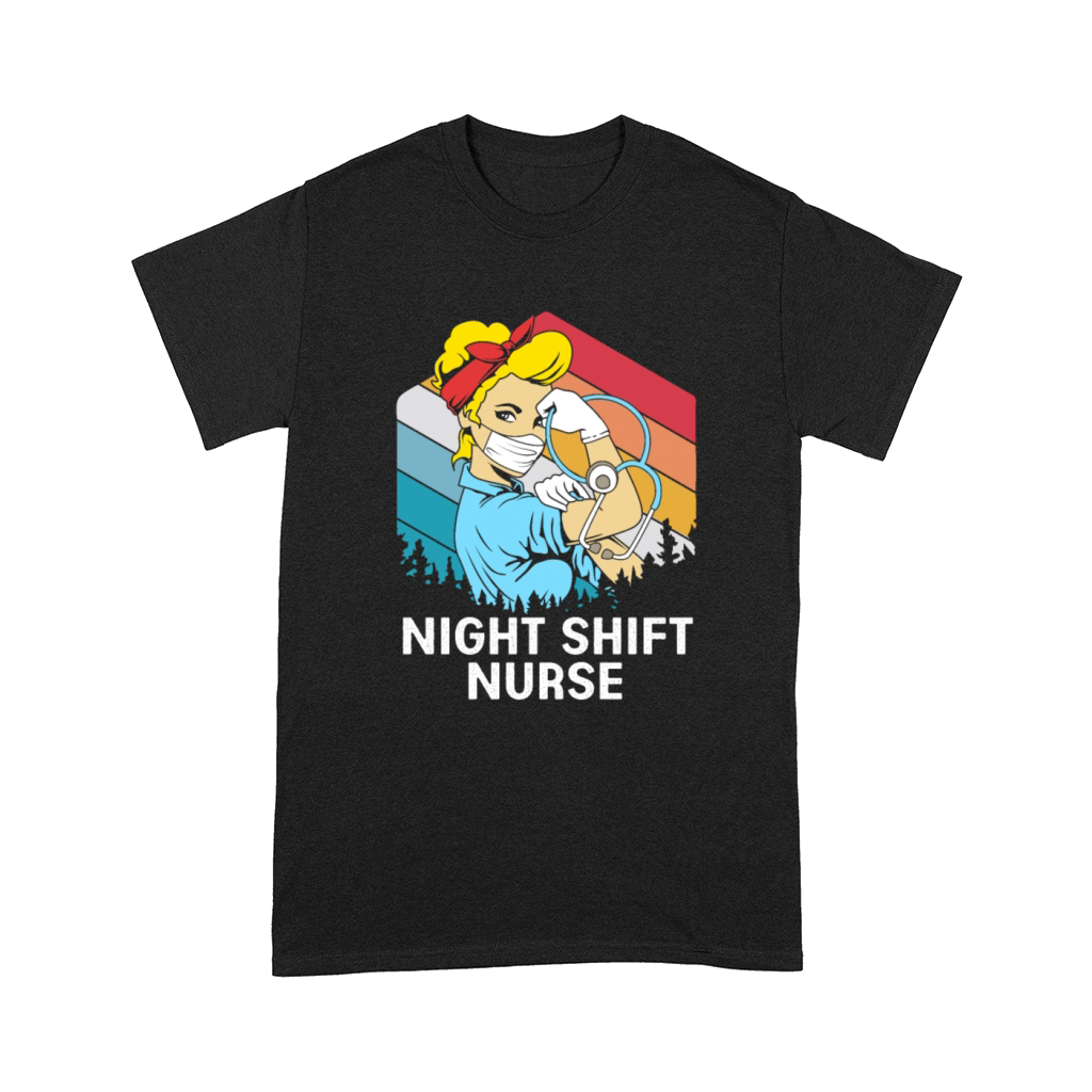 Retro Vintage Night Shift Nurse Strong Woman Comfort T-shirt