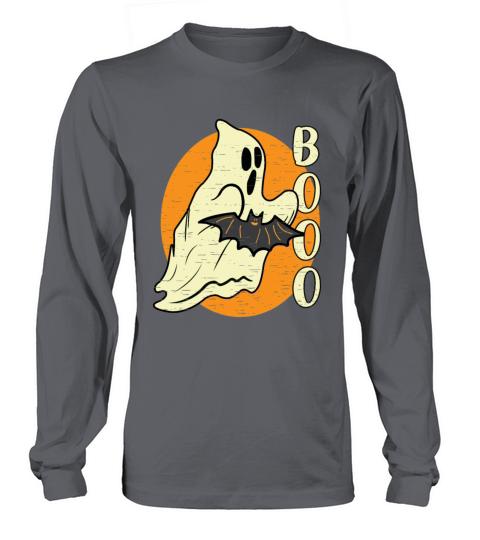 Boo Ghost Bat Retro Vintage Groovy Halloween Long sleeved Unisex