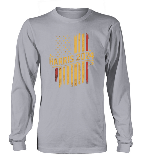Vintage Harris 2024 American Flag T-Shirt Long sleeved Unisex