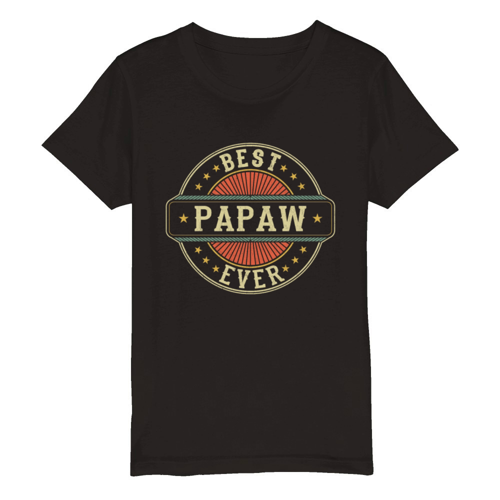 Best Papaw Ever Retro Vintage Grandpa Fathers Day Organic Kids Crewneck T-shirt