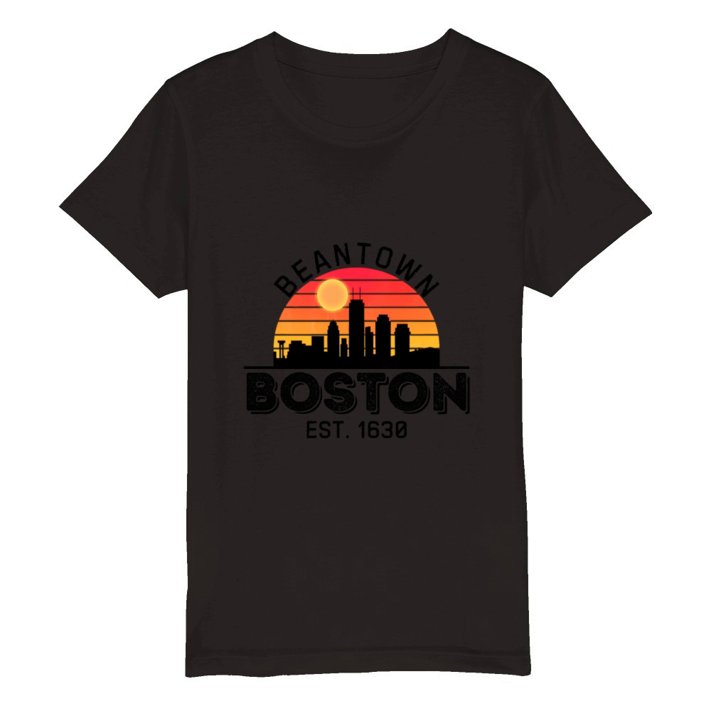 Boston Beantown Vintage Sunset Organic Kids Crewneck T-shirt