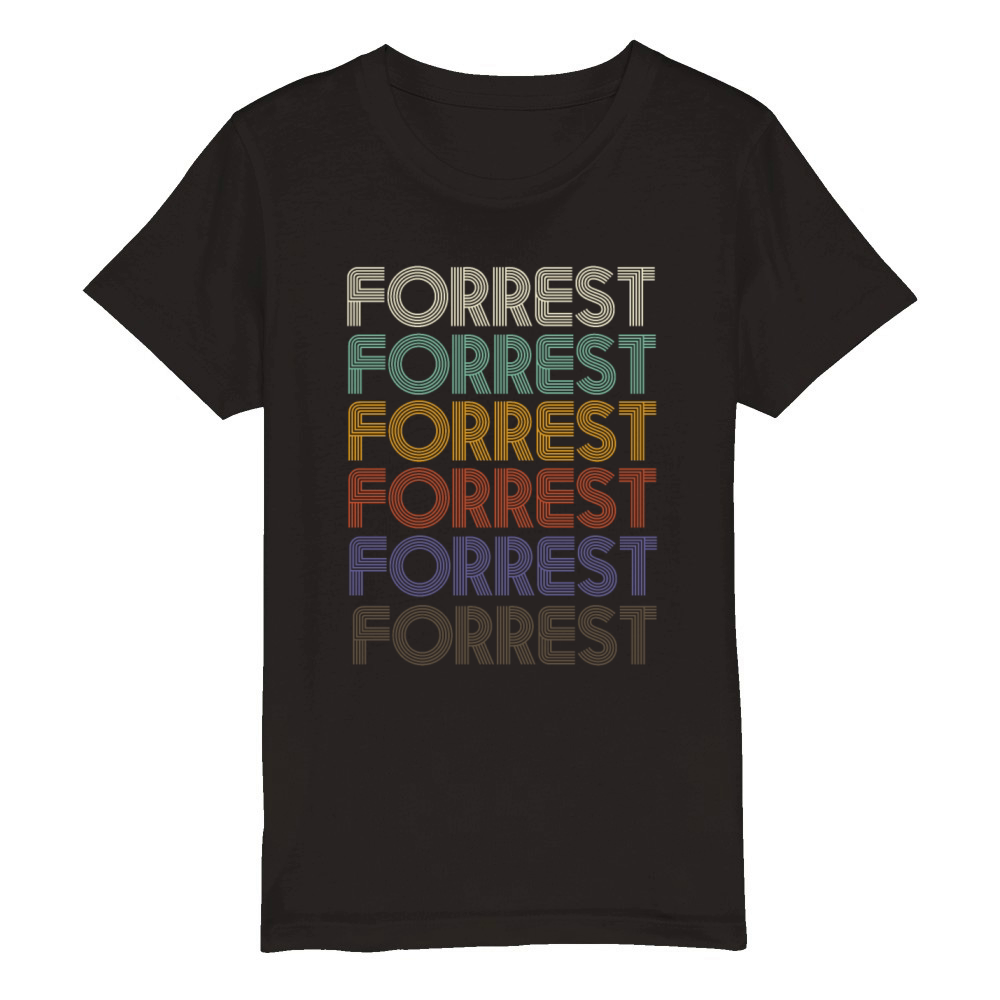 FORREST First Name Retro Pattern Vintage Stylet Organic Kids Crewneck T-shirt