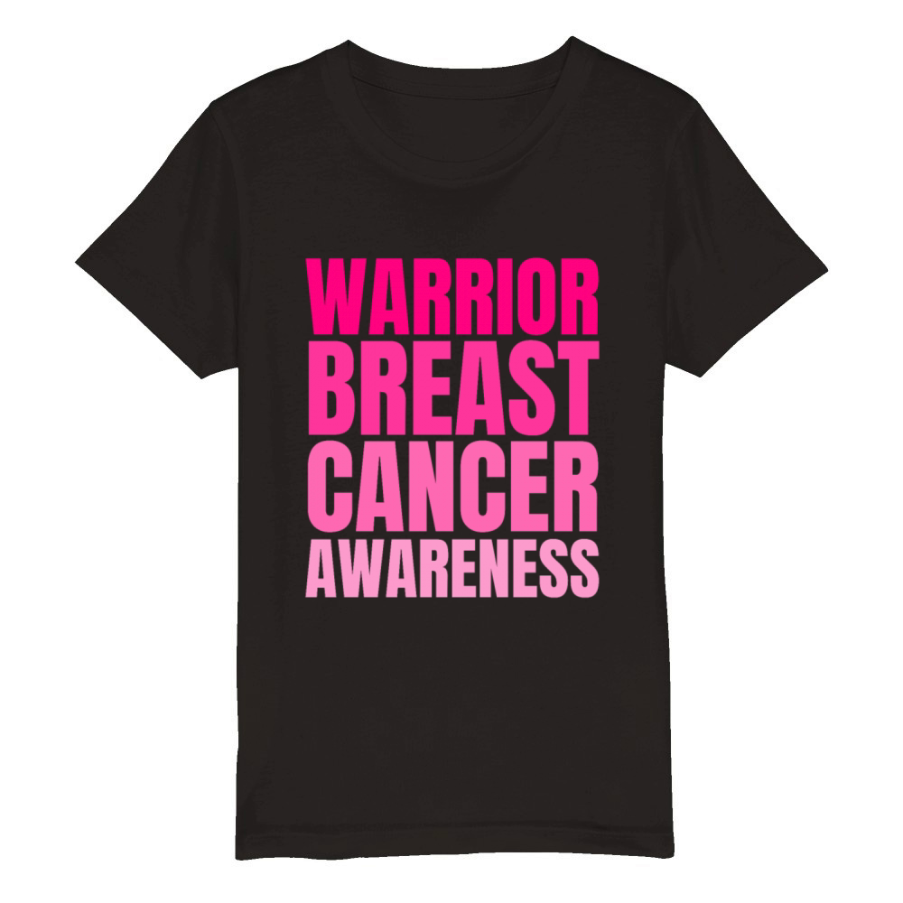 Pink Warrior Breast Cancer Awareness Support Organic Kids Crewneck T-shirt