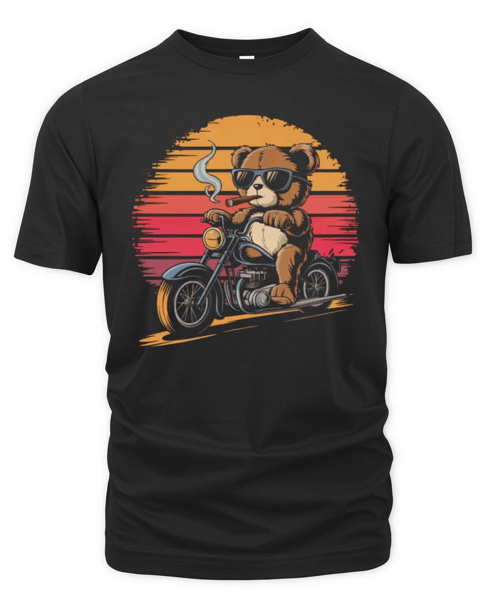 Teddy bear with sunglasses rides a Motorcycle Organic Unisex T-shirt