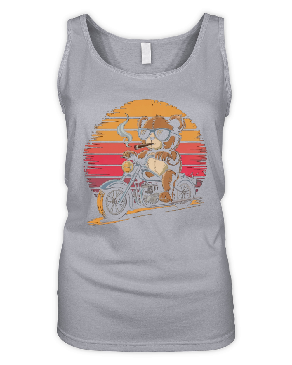 Teddy bear with sunglasses rides a Motorcycle Organic Women's Tank Top