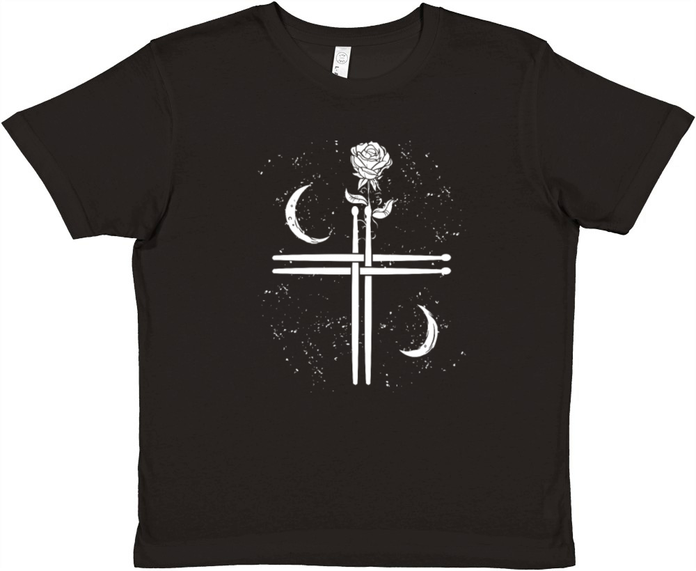 Drums drummer music Occult-Gothic Drum-Sticks Premium Kids Crewneck T-shirt