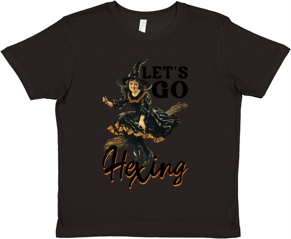 Let s Go Hexing - Witch Vibes - Vintage Halloween Premium Kids Crewneck T-shirt